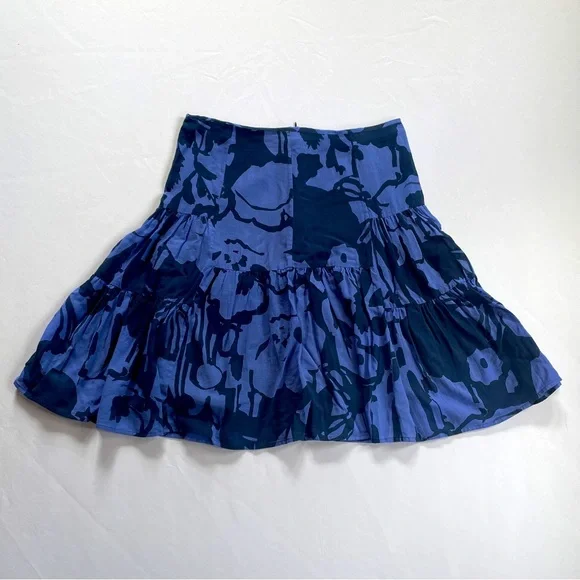 Rare 90s-00s New Man Blue Floral Cotton Mini Skirt - Sz 38F - Picture 2 of 13